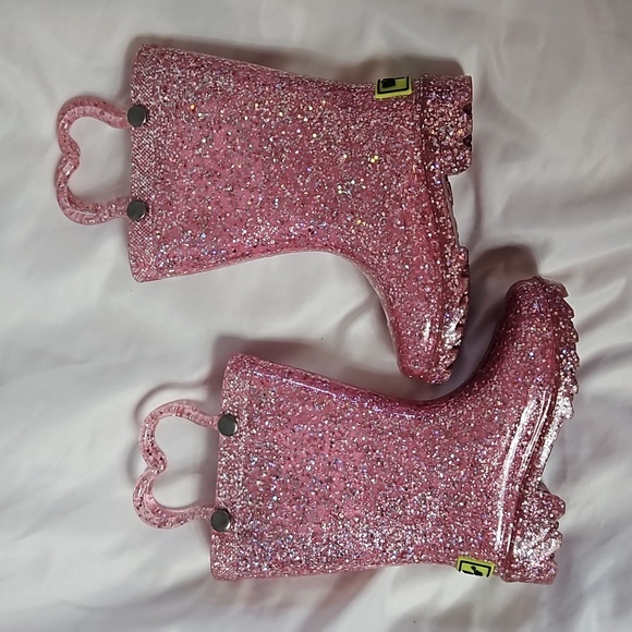 WESTERN CHIEF CONFETTI SHIMMER GLITTER GIRLS RAIN BOOT SIZE 5 IN PINK - Picture 3 of 8
